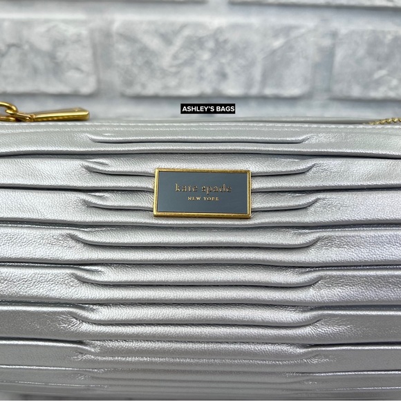 Kate Spade Sweet Treats Festive Pleated Small Barrel Bag In Starlight Silver - Picture 3 of 16